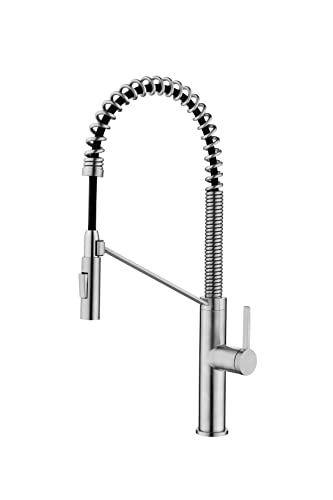 AQUALISE IRIS High Arc Commercial Style Semi-Professional Kitchen Faucet, 22.625 inch Tall, Single Handle with Magnetic Docking Arm (Brushed Nickel)
