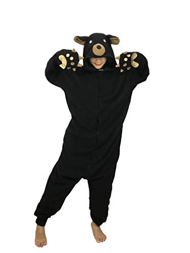 Novelcos Unisex Adult Pajamas Cosplay Bear Animal Costumes (as1, alpha, l, regular, regular, Black)