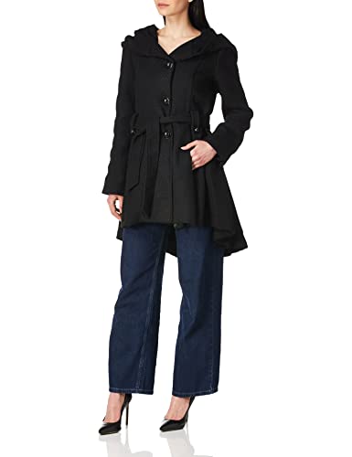 Steve Madden Women's Single Breasted Wool Coat, Black, Medium