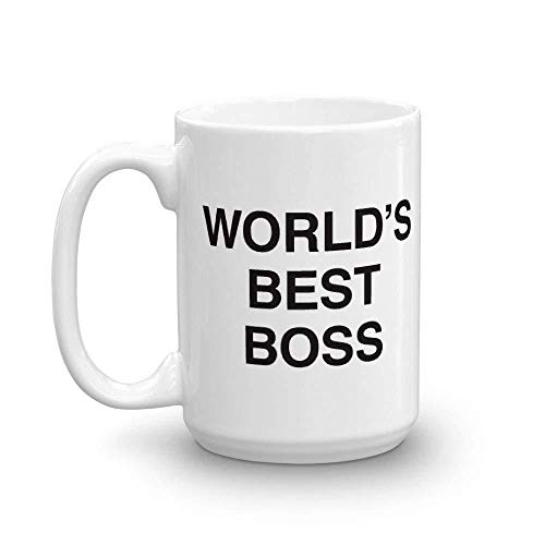 NBC The Office World's Best Boss Dunder Mifflin Ceramic Mug, White 15 oz - Official Michael Scott Mug As Seen On The Office