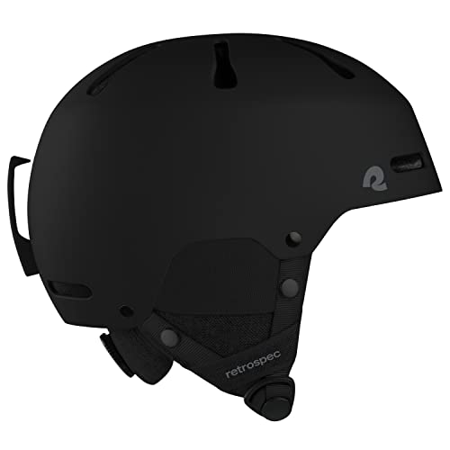 Retrospec Comstock Ski & Snowboard Helmet for Adults - Durable ABS Shell, Protective EPS Foam & 10 Cooling Vents - Adjustable Fit for Men & Women - Matte Black, Medium
