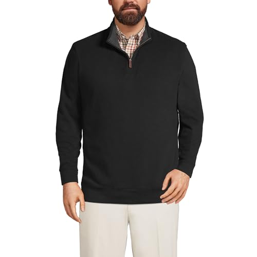 Lands' End Mens Bedford Rib Quarter Zip Sweater Black Big and Tall 3xlt