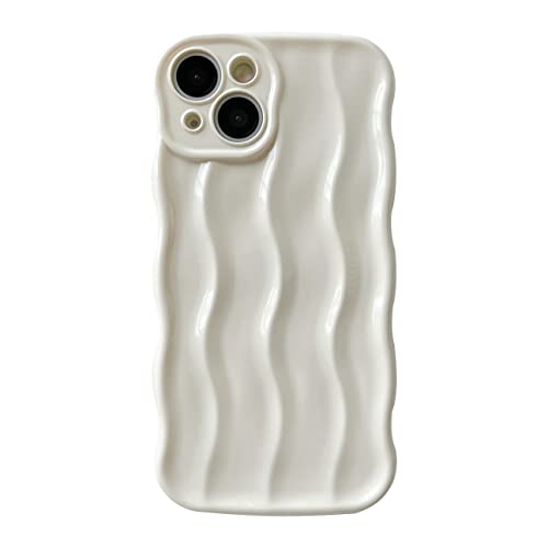 Caseative Water Ripple Pattern Curly Wave Frame Soft Compatible with iPhone Case (White,iPhone 12)