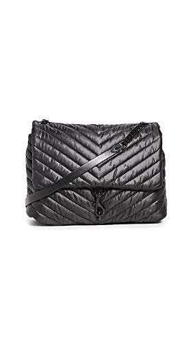 Rebecca Minkoff Women Edie Nylon Jumbo Flap Shoulder Bag, Black, O S US