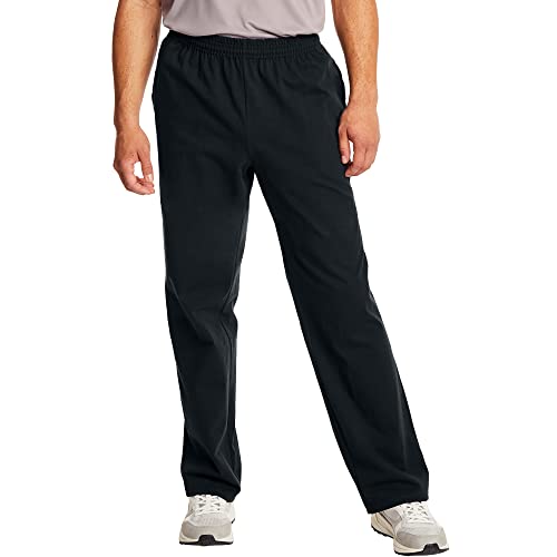 Hanes Essentials Sweatpants, Men’s Cotton Jersey Pants with Pockets, 33”, Black, 3X-Large