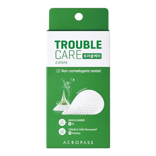 Acropass Trouble Care Microcone for Blemishes - Hydrocolloid, Acne Pimple Spot Patches (6 count + 6 skin clenasers)