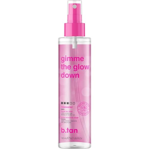 b.tan Clear Face Tan Mist | Gimme The Glow Down - Gradual Bronzing Self Tanning Water, Infused with Rosewater, Vegan, Cruelty Free, 6.7 Fl Oz