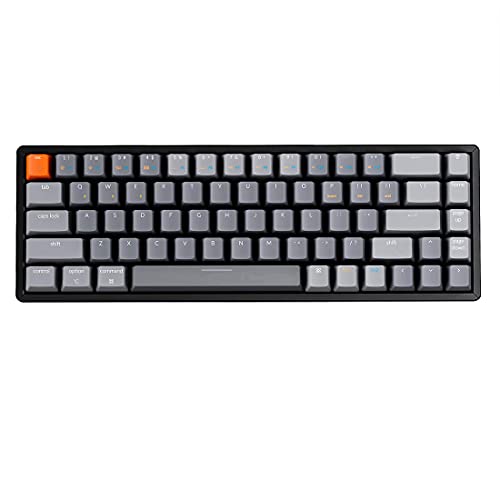 Keychron K6 68-Key Wireless Bluetooth/USB Wired Gaming Mechanical Keyboard, Compact 65% Layout RGB LED Backlit N-Key Rollover Aluminum Frame for Mac Windows, Gateron G Pro Yellow Switch