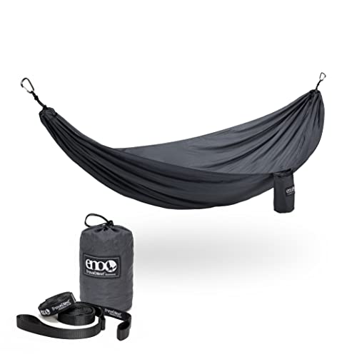 ENO TravelNest Hammock & Straps Combo - Portable Hiking and Camping Hammock with Straps Included - Travel Hammock for Camping, Hiking, Backpacking, a Festival, or The Beach - Charcoal