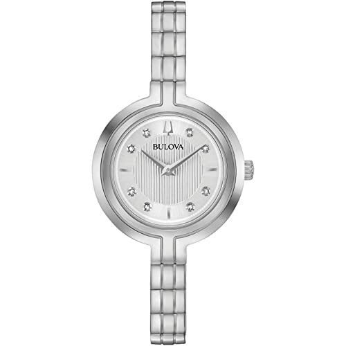 Bulova RhapsodyQuartz Ladies Watch, Stainless Steel Diamond , Silver-Tone (Model: 96P214)