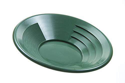 SE 14 Inch Gold Panning Pan - Dual Riffles for Easier Mining and Prospecting, Green