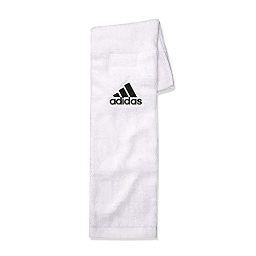 adidas Football Team Towel Dries Hands, Stays-in-Place with Hook and Loop Closure, White, One Size