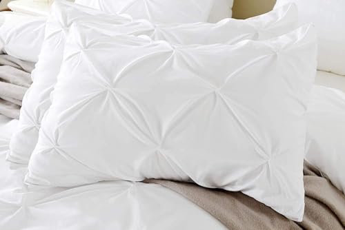 King Pillow Sham Set of 2 Pinch White Pillow Shams King 20X36 Pillow Cover/Cases 600 TC 100% Egyptian Cotton Hotel Class Bedding Pinch Pleated King Size Decorative Pillow Shams Set