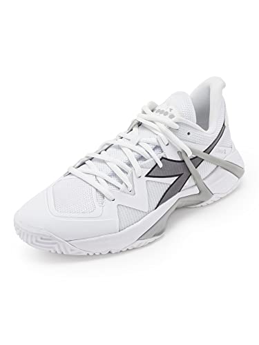 Diadora Men's B.Icon 2 All Ground Tennis Shoe (White/Silver, 9)