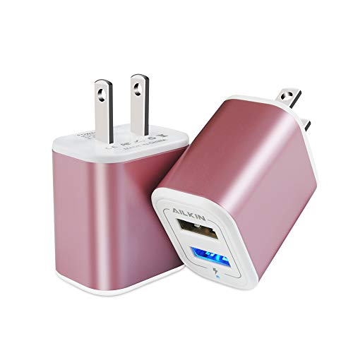 USB Charging Block, Ailkin Dual Port Wall Charger, USB Box Power Adapter Cube Charge Base, USB Charger Plug Power Brick Compatible with Phone X 8 7 6, Samsung S9 S8 S7, LG, ZTE, Kindle and More