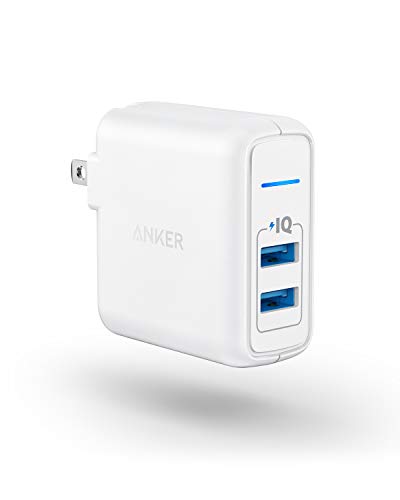 USB Charger, Anker Elite Dual Port 24W Wall Charger, PowerPort 2 with PowerIQ and Foldable Plug for iPhone 15/14/13/12/11 Series, iPad Pro/Air 2/Mini 3/Mini 4, Samsung S4/S5, and More