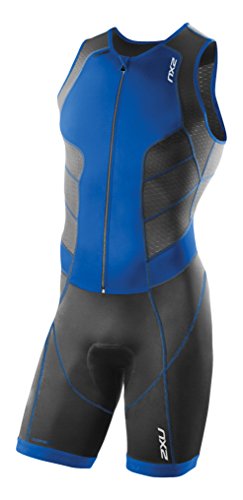 2XU Men's Perform Full Front Zip Trisuit, Ink/Cobalt Blue, Small