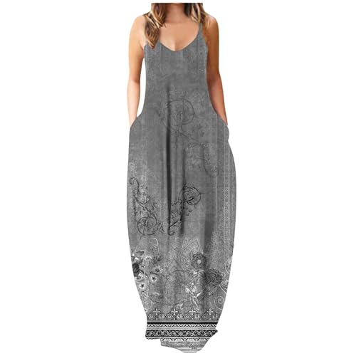 Generic Dresses for Women Striped Color Block Casual Summer Sunshine Beach Dresses Sleeveless Hanging Sling Dress Retro Printed Dress Sky Blue a2, XX-Large