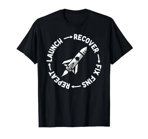 Model Rocket Rocketry Funny Launch and Crash T-Shirt