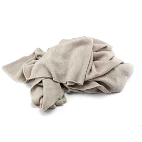 Jet&Bo 100% Pure Cashmere Lightweight Travel Wrap & Scarf Beige, Storage Bag + Gift Box