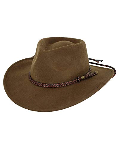 Outback Trading Company Men's Standard 1392 Broken Hill UPF 50 Water-Resistant Crushable Australian Wool Western Cowboy Hat, Brown, X-Large