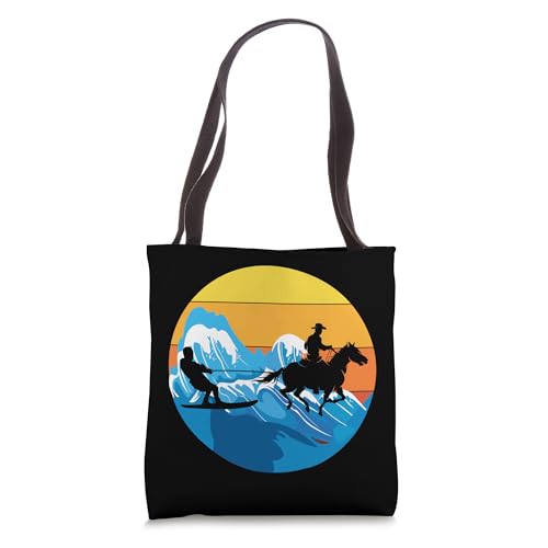 Vintage Beach Horse Surfing Wakeboarding Water Skiing Retro Tote Bag