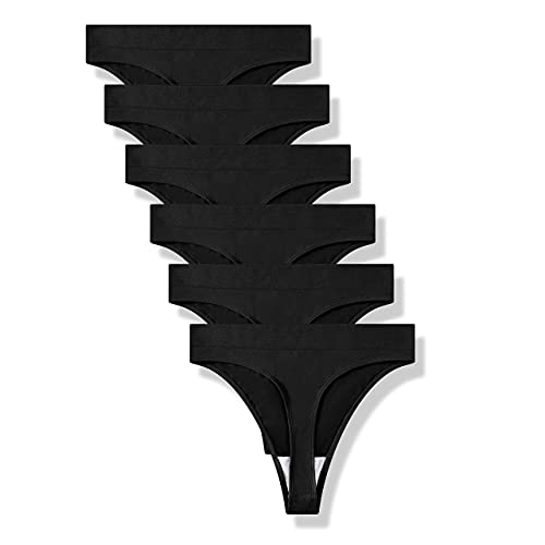 GRANKEE Women's Breathable Seamless Thong Panties No Show Underwear 6 Pack(Black 6 Pack XXL)