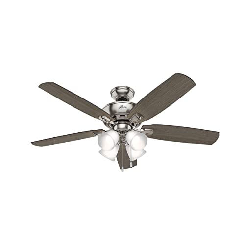 Hunter Fan Company 53216 Amberlin Indoor Ceiling Fan with LED Light and Pull Chain Control, 52', Brushed Nickel Finish