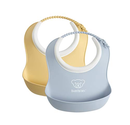 BabyBjörn Small Baby Bib, 2-pack, Powder Yellow/Powder Blue