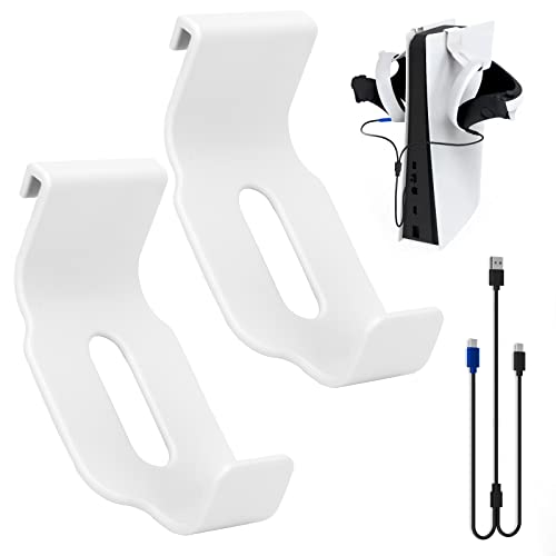 PS5 Controller Holder, Xbox Series X Headset Hook, Controller Hooks & Fast Charging Cord with Dual Type C Ports, PSVR2 Sense controller Organizer Kit for Playstation 5/ Xbox Series X Controllers