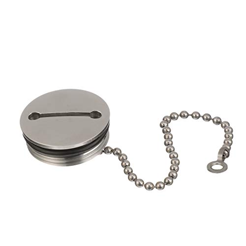 Attwood Attwood 66074-3 Stainless Steel Deck Fill Replacement Cap and Chain fits Attwood Deck Fills with a 3.0” Flange Size