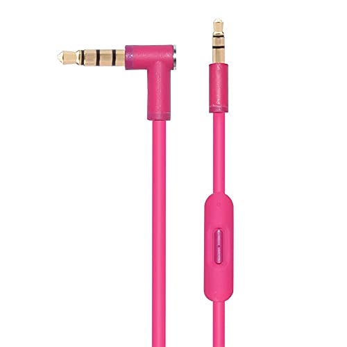 Studio3.0 Replacement Audio Cable Cord Wire with In-line Microphone and Control Compatible with Beats by Dr Dre Solo3 Solo2 Solo1 Studio3 Studio2.0 Studio1.0 Pro/Detox Mixr Executive Headphones (Pink)