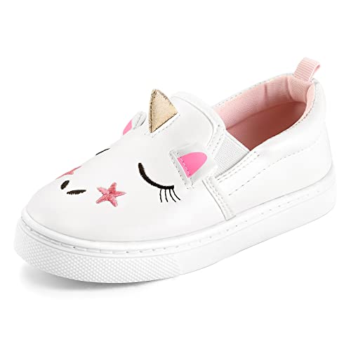 K KomForme Toddler Sneakers for Girls Boys Slip On Canvas Walking Shoes, Size 8 Toddler, Unicorn 3D