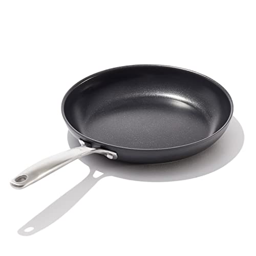 OXO Good Grips Pro 10' Frying Pan Skillet, 3-Layered German Engineered Nonstick Coating, Stainless Steel Handle, Dishwasher Safe, Oven Safe, Black