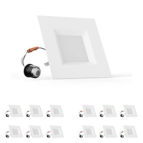LEDMyplace 6 Inch 12W Square Dimmable LED Recessed Downlight, Pack of 12, Aluminum, Replacement of 45W, 950 Lumens, 4000K Cool White, CRI 90+, ETL & FCC Approved Indoor Lighting for Home, Office