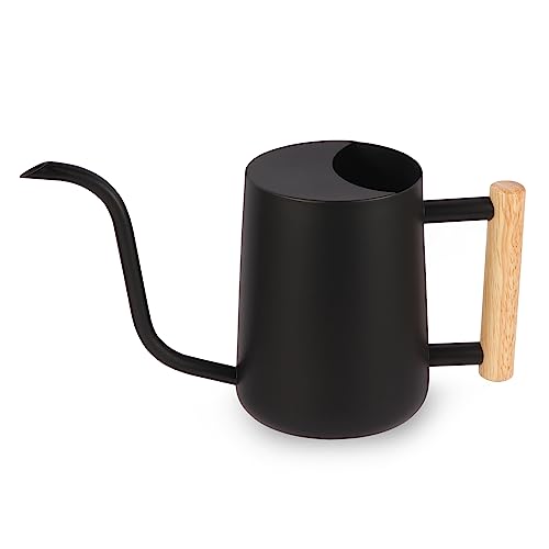 Watering Can Indoor Plants, 35oz Small Watering Can Indoor Stainless Steel Metal Watering Can Modern Decorative Watering Pot with Long Spout for Indoor House Plant Bonsai Outdoor Garden Flowers -Black