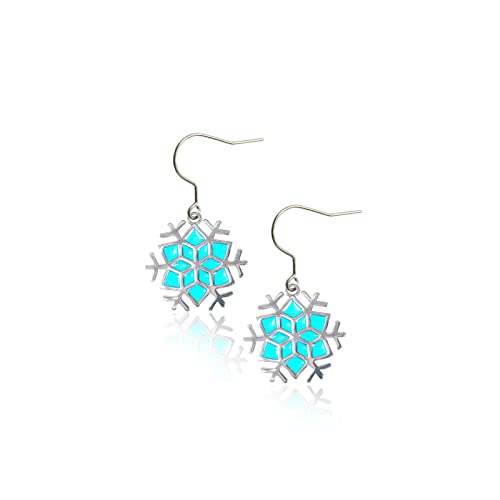 Pure Titanium Earring Hook For Sensitive Ear Fashion Jewelry Copper Blue Enamel Snowflake Drop Dangle Earrings For Women Girls