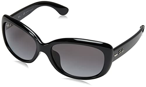 Ray-Ban Women's Rb4101f Jackie Ohh Low Bridge Fit Butterfly Sunglasses, Black/Polarized Light Grey Gradient Dark Grey, 58 mm