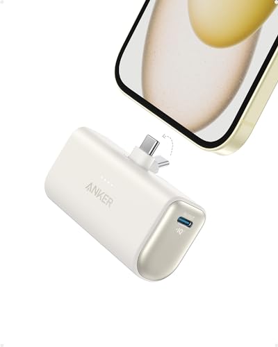 Anker Nano Power Bank with Built-in Foldable USB-C Connector, 5,000mAh Portable Charger 22.5W, for iPhone 15/15 Plus/15 Pro/15 Pro Max, Samsung S22/23 Series, Huawei, iPad Pro/Air, AirPods, and More