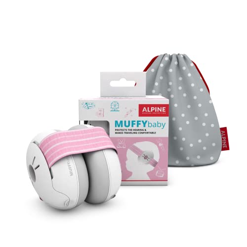 Alpine Muffy Baby Ear Protection for Babies and Toddlers up to 36 Months - CE & ANSI Certified - Noise Reduction Earmuffs - Comfortable Baby Headphones Against Hearing Damage & Improves Sleep - Pink