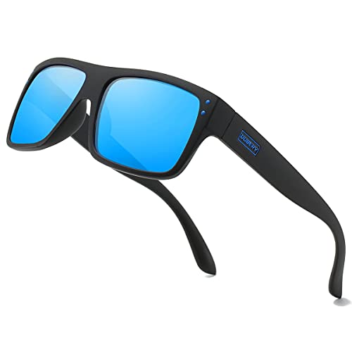 DUBERY Unisex Wide Frame Polarized Sunglasses UV Protection Retro Rectangular Sun Glasses D912