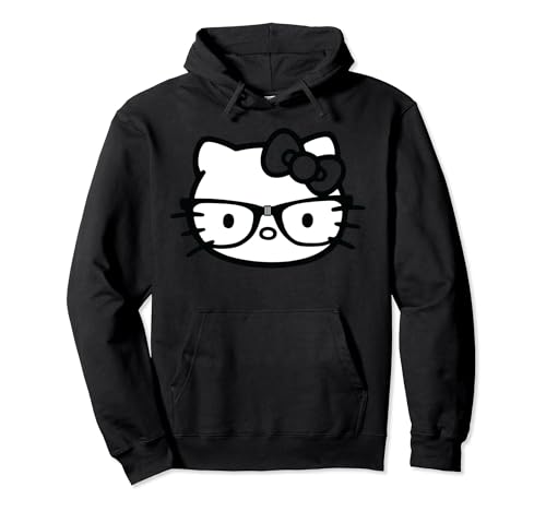 Hello Kitty Black and White Nerd Glasses Pullover Hoodie