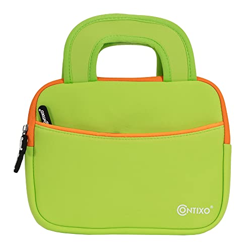 Contixo 7' Tablet Sleeve Bag Good for Contixo V8/V9 Kids Tablet, Dragon Touch Y88X Pro/Y88X/M7 Kids Tablet, iPad Mini 4 3 2 1, Galaxy Tab A 8.0, Amazon Fire 7’’ and 8’’with Accessory Pocket (Green)