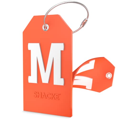 Initial Luggage Tag with Full Privacy Cover and Stainless Steel Loop – (Letter M)