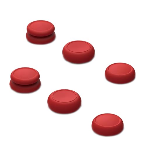 Skull & Co. Skin, CQC and FPS Thumb Grip Set Joystick Cap Analog Stick Cap for Nintendo Switch Joy-Con Controller - Dark Red, 3 Pairs(6pcs)