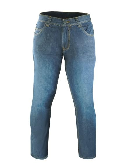 EndoGear Cordura Motorcycle Jeans Lined with 100% Genuine Dupont Kevlar with CE Certified Armor Pads - Protective Motorcycle Riding Pants for Men (Blue Cordura Denim, 34Wx32L)