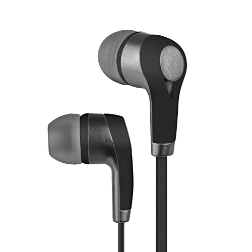 Vzon Ear Buds with Microphone, Wired Headphones with Powerful Audio, Comfortable Fit & Tangle-Free Cable Headphones with Mic