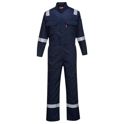 Portwest FR94 Men's Bizflame 88/12 Iona FR Fire Resistant Reflective Coveralls Navy, Large