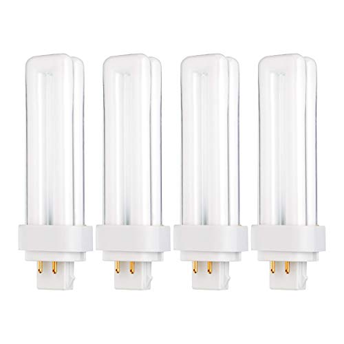 KOR (Pack of 4) 13 Watt Double Tube - G24Q-1 (4 Pin) Base - 3500K Soft White - CFL Light Bulb. Replaces Sylvania 20671 CF13DD/E/835 - Philips 38327-3 PL-C 13W/835/4P/ALTO and GE 97596 F13DBX/835/ECO4P