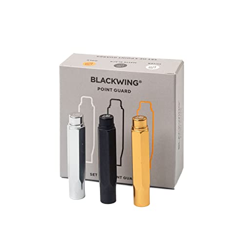 Blackwing Point Guards - Set of 3, Protects Pencil Points, Mixed Color Pack (Gold, Silver, and Black), Lightweight Machined Aluminum